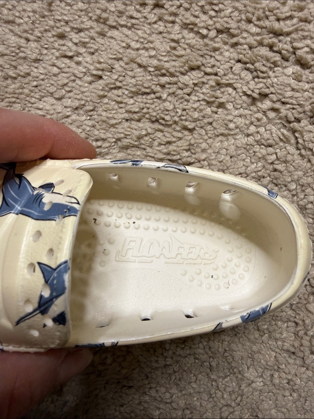Kids Floafer White Water Shoes with Blue Shark Design - Picture 2 of 5
